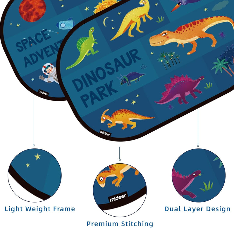 Mideer Window Shade,for Kids,Adventure Theme,UV Protection,Sunshade,Car Window Shade,Easy Install,Fun,Design,Child Safety,Sun Protection,Cool Interior,Travel Accessory,Portable,Roll-Up,Adjustable