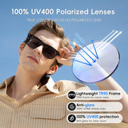 GetD AI Glasses, AI Assistant Powered by ChatGPT, Smart Glasses, Polarised Sunglasses, Bluetooth Smart Sunglasses for Men and Women, 2-in-1 Headphones and Glasses