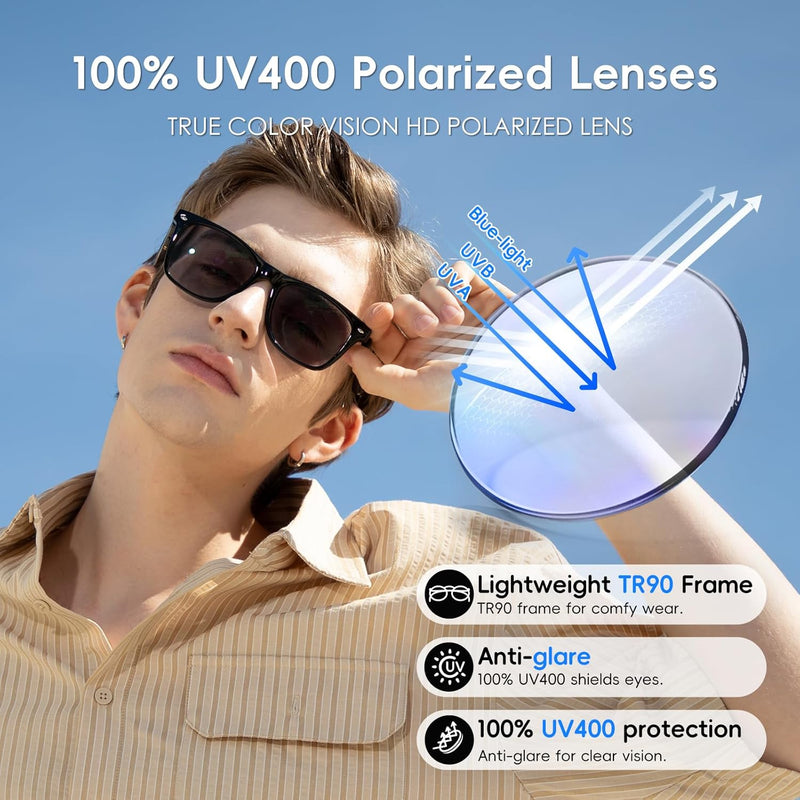 GetD AI Glasses, AI Assistant Powered by ChatGPT, Smart Glasses, Polarised Sunglasses, Bluetooth Smart Sunglasses for Men and Women, 2-in-1 Headphones and Glasses