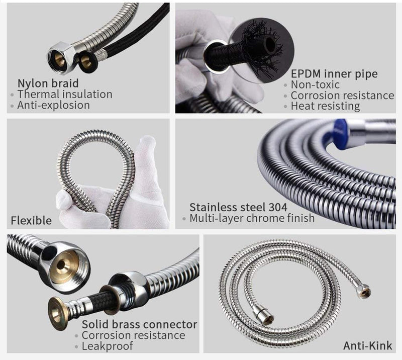 Aputue Handheld Bidet Sprayer for toilet, 304 Grade Stainless Steel Bathroom Jet Spray with 1.2 Meter Shower Tube, Portable Adjustable Water Pressure Handheld Bidet Sprayer for Bathroom （Black）