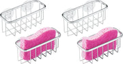 Interdesign Gia Suction Kitchen Sink Caddy, Sponge Holder For Kitchen Accessories - Satin - Polished Set of 2 (Pack of 2)