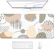 Auhoahsil Desk Pad, XXL Large Mouse Extended Gaming Mousepad, Cute Mat for Women, Big Office Accessories Pad Computer Keyboard and Laptop, 35.5 x 15.7 Inch, Pretty Pink Flowers, Girly Flowers - 20 Abstract Line Dots XXL - Extended size 35.6”x15.8”