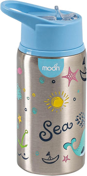 Single Wall Stainless Steel Sipper Bottle 530ml BPA Free Lid, Easy Siping Lightweight for Kids Portable- Large Capacity Indoor/Outdoor Spill Proof, Break Resistant - Blue - Blue
