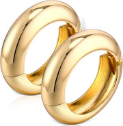 2 Pcs Chunky Gold Bangle Bracelets Hinged Cuff Open Wide Chunky Cuffs Bracelet for Women Arm Wrist Bangle Gift