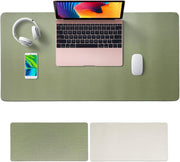 Sky-Touch Desk Pad Leather Computer Mouse Pad Office Desk Mat Extended Gaming Mouse Pad, Non-Slip Waterproof Dual-Side Use Desk Mat Protector 80 x 40cm, (Pink/White) - Green/Silver 80 x 40 Ø³Ù
