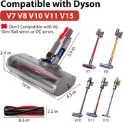Cleaner Head Bristle Roller Brush: Motorhead Compatible with Dyson V7 V8 V10 V11 V15 Cordless Vacuum Attachment with Dust LED Lights - Direct Drive Replacement Parts for Hardwood and Carpet - Bristle Roller