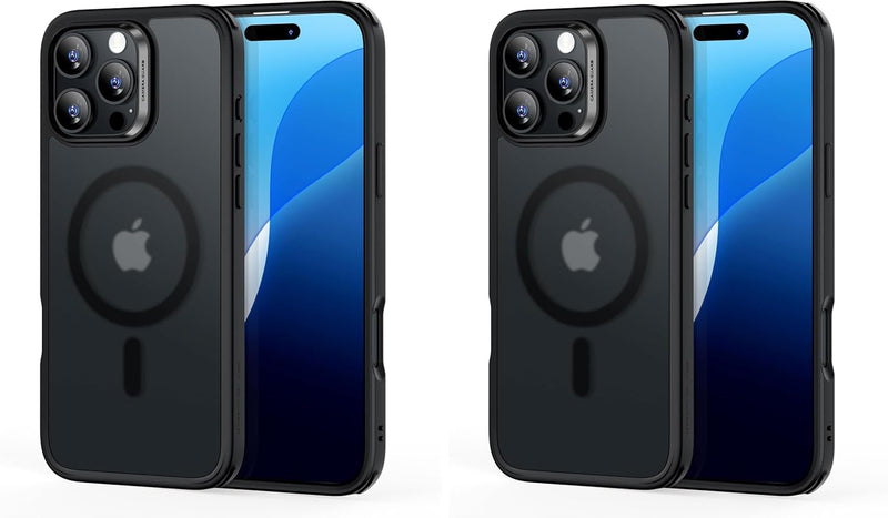 ESR for iPhone 15 Pro Max Case, Compatible with MagSafe, Military-Grade Protection, Yellowing Resistant, Scratch-Resistant Back, Magnetic Phone Cover for iPhone 15 Pro Max, Classic Series, Clear - iPhone 16 Pro Max (Pack of 2) A-Frosted Black