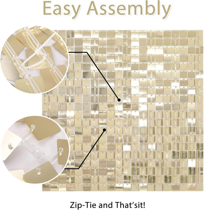 LuoluoHouse Shimmer Wall Panel Sequin Backdrop Panels 12 Packs-Iridescent Silver Backdrop for Graduation Anniversary Backdrop Wall Backdrops Engagement Decoration