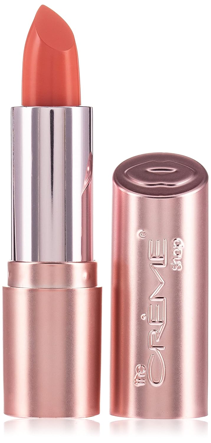 The CrÃ¨me Shop Satin Lipstick, Peach Shade. Lip Moisturizing & Plumping, Long Lasting Pigmented Cream Formula. -Read My Lipstick, Peachy Keen