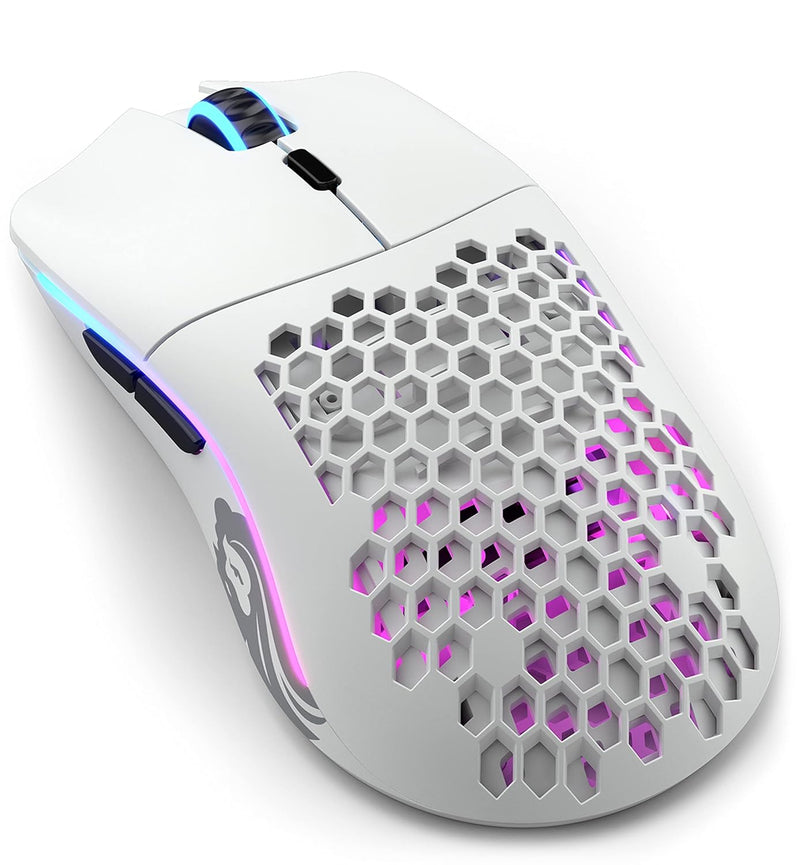 Glorious Model O Wireless Gaming Mouse - RGB 69g Superlight Ergonomic Wireless Gaming Mouse - Backlit Honeycomb Shell Design Gaming Mice (Matte White)
