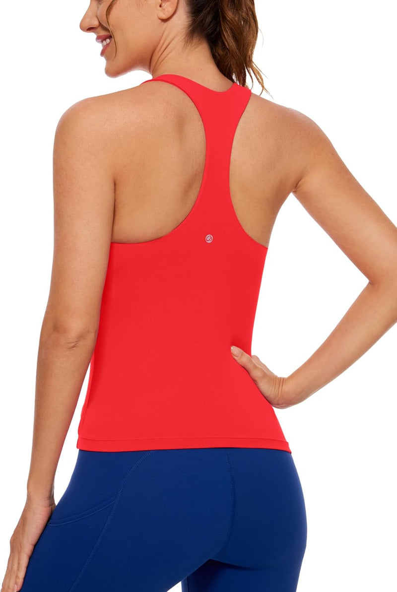 CRZ YOGA Butterluxe Workout Tank Tops for Women Built in Shelf Bras Padded - Racerback Athletic Spandex Yoga Camisole