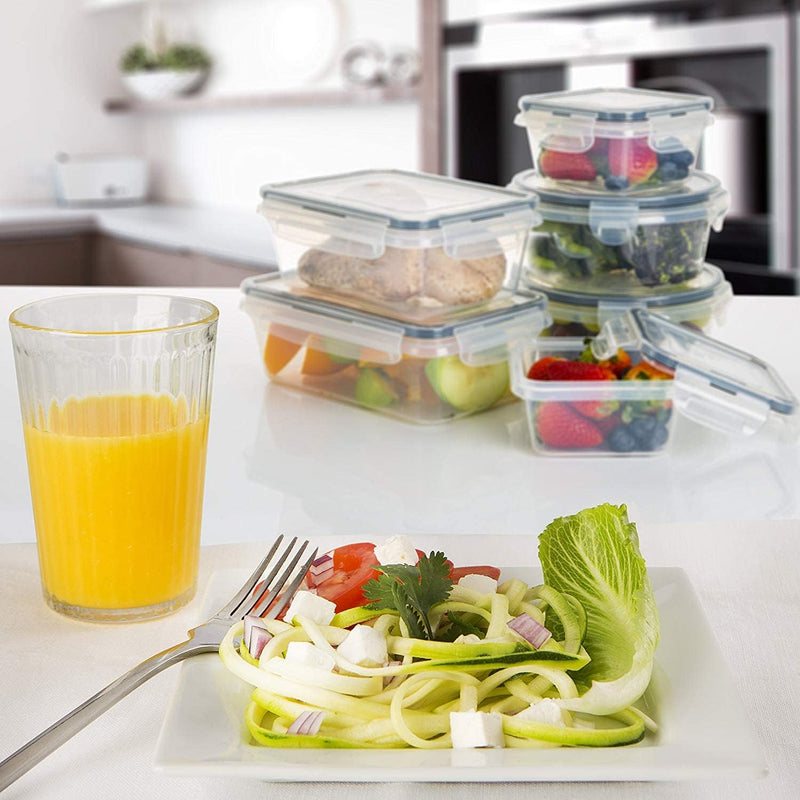 PREMIFY Airtight Meal Prep Container Set with Locking Lids & Labels, 12pcs Re-usable Plastic Food Storage Containers, Stackable Kitchen Organizer Boxes, BPA Free & Microwave Freezer Dishwasher Safe