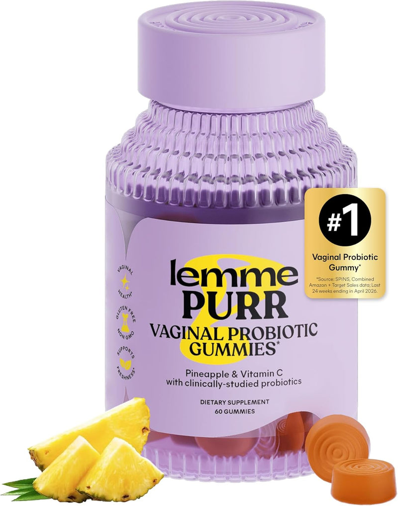 Purr l Probiotic Gummies for Women - Balanced pH, Healthy Odor, Yeast Balance & Flora Support + Vitamin C for Immune Health - Tasty Pineapple (60 Count) - 60 Count (Pack of 1)