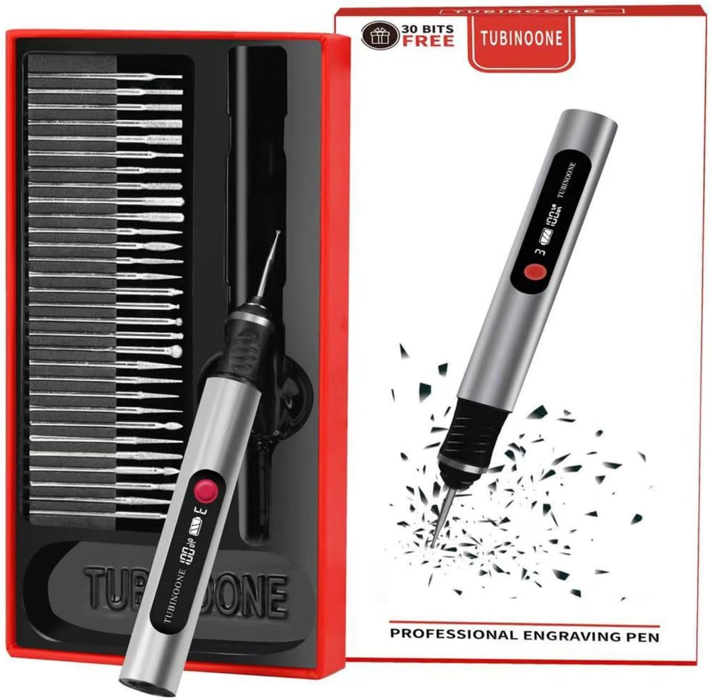 Engraving Pen, Ultimate Cordless Portable Engraver for Artists & DIYers - Engrave 50+ Surfaces - Beginner Friendly - Rechargeable - Free 30 Bits & Mastery Guide & Stencils