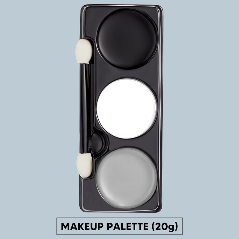 Spooktacular Creations Halloween Makeup Palette 3 Colors Skeleton Face Body Paint with Double-headed Brush for Adult Cosplay SFX Makeup Cosplay Dress Up (7 Oz, Black White Gray ) - Black White Gray