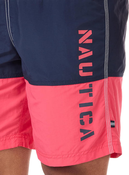 Nautica mens Quick Dry Classic Logo Tri-block Series Swim Trunk Swim Trunks