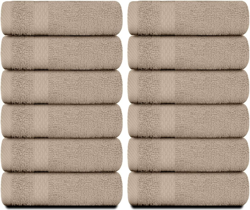 White Classic Luxury Cotton Washcloths - Small Hotel Spa Bathroom Face Towel | 12 Pack |