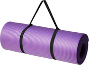 Extra Thick Exercise Yoga Gym Floor Mat with Carrying Strap - Purple