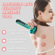 Handheld Anti Cellulite Massage Tool,Cellulite Massager Electric Fat Remover with 12 Suction Modes,Rechargeable & Cordless,Intelligent Cupping Massager for Arms,Legs,Back Used at Home,Green