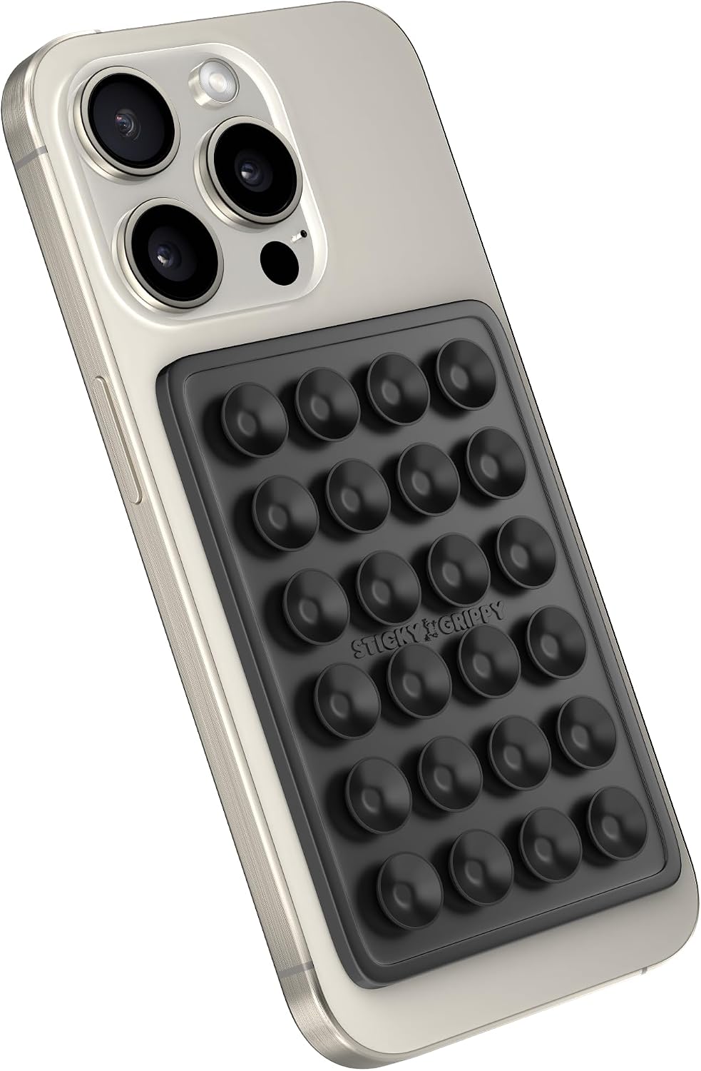 StickyGrippy Suction Phone Case Mount, Silicon Adhesive Phone Accessory for iPhone and Android, Hands-Free Fidget Toy Mirror Shower Phone Holder, Tiktok Videos and Selfies (Black)