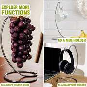 Banana Holder Stand - Stainless Steel Kitchen Counter Tree Hook for Bananas, Grapes & Vine Tomatoes, Prevents Bruising & Extends Freshness