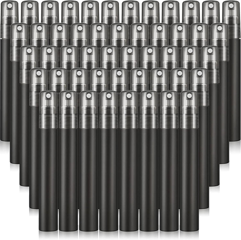 SYOSI Spray Travel Perfume Bottles 10 ml Mini for Women Small Fine Mist Spray Bottles Portable Frosted Plastic Refillable Perfume Bottles Empty Atomizer Sample Containers for Essential Oils (25 Pcs) - Black