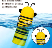 Little Bee Pencil Case 2 in 1, Kawaii Pen Case Soft Silicone, Cute Yellow Bee Table Pen Holder Pouch Pencil Case with Zipper for School Students Teens Girls Boys, Portable, Lightweight, Durable