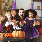 Yoawllty Witch Costume Halloween for Girls with Hat & Broom Fancy Party Dress Up Outfit, Fairytale Witch Costume Cute Witch Costume Set Purple