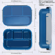 Aputue Bento Box, 1300ml 4 Compartment Square Lunch Box, Leakproof Microwave Safe Sandwich Container, Portable Food Storage for Adults, School Work Picnic, Airtight Freshness Lock, BPA Free