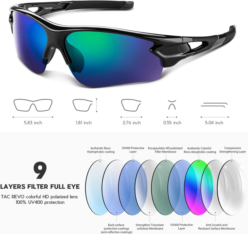 Polarized Sports Sunglasses for Men Women Youth Baseball Fishing Cycling Running Golf Motorcycle Tac Glasses UV400