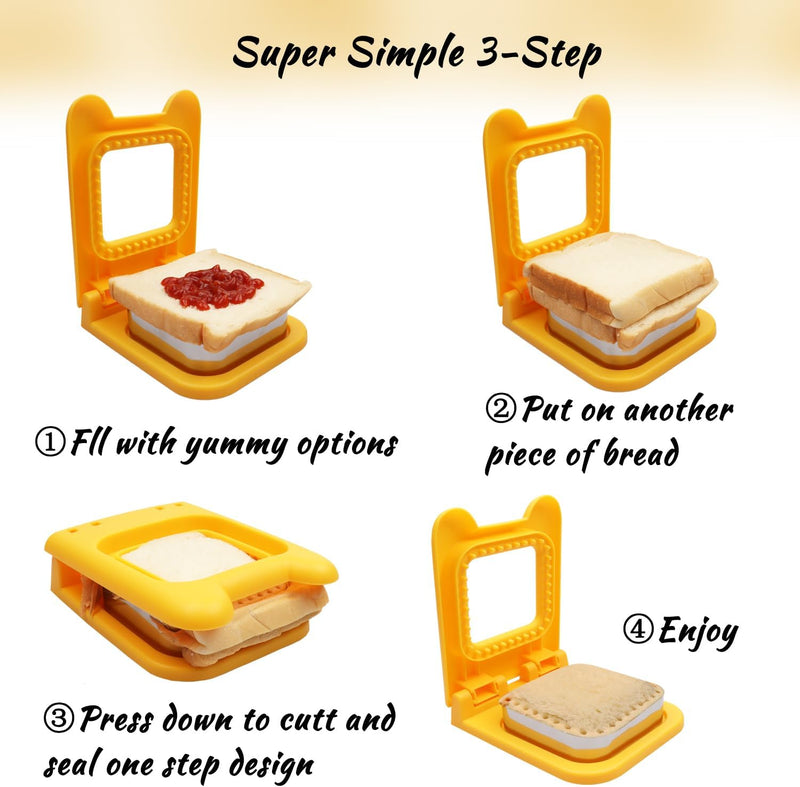 2pcs Sandwich Cutter and Sealer for Kids, 2Pcs Uncrustable Sandwich Maker and Decruster set,DIY Decruster Pocket Sandwiches, Great for Breakfast Sandwich Maker, Lunchbox and Bento Box