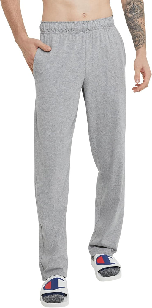 mens Pants, Everyday Cotton Pants for Men, Open Bottom Pants (Reg. Or Big & Tall) Track Pants (pack of 1) - Oxford Gray C Patch Logo