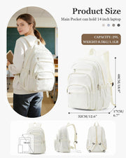 WEPOET Backpack Women Men School Backpack Large with Many Compartments Waterproof Backpack Lightweight for School Backpack Teenager Daypacks Backpack for Boys Girls, A2-beige, Rucksack Backpacks