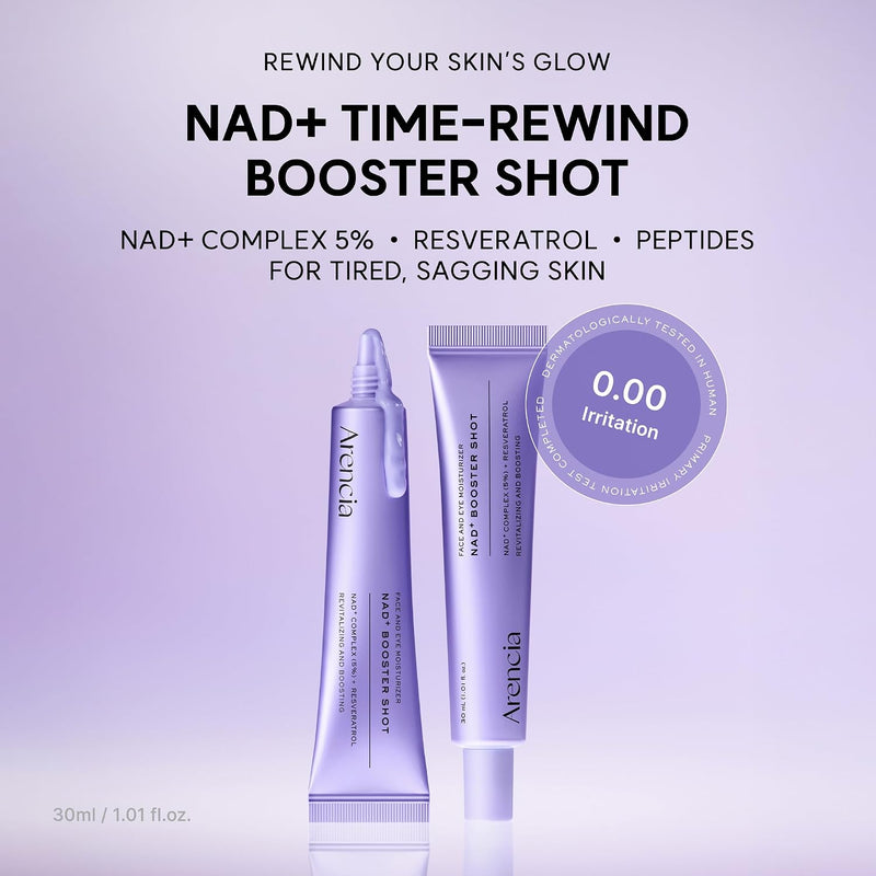 NAD+ Serum Booster Shot with 5% NAD+ Complex & Resveratrol, Hydration & Barrier Support, 30 mL / 1.01 fl. oz.