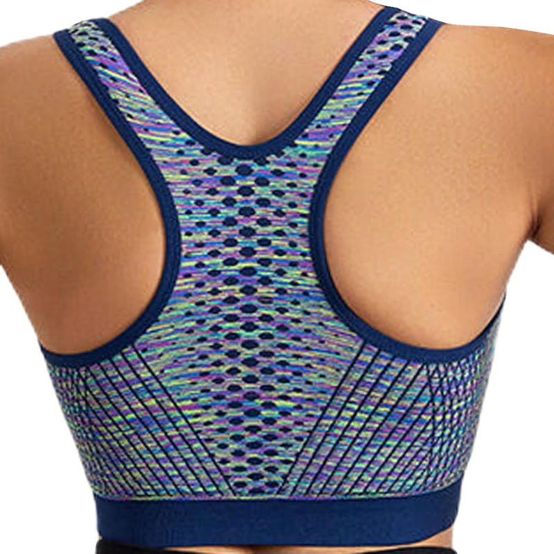Dress Cici Zip Front Sports Bra With Racerback And Colorful Fabric