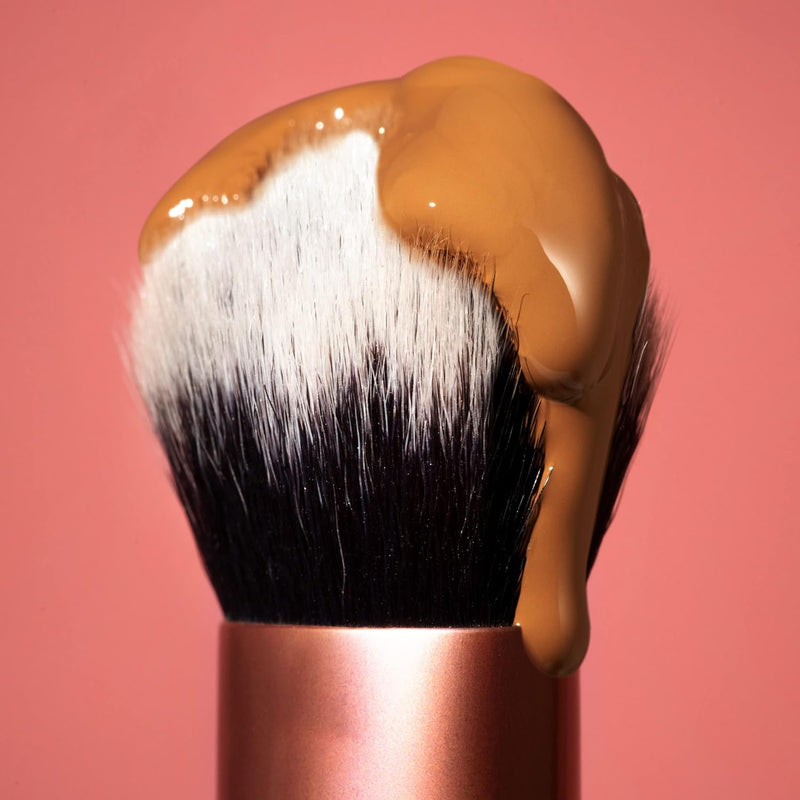 REAL TECHNIQUES Seamless Complexion Makeup Brush, Four Foundation, Primer, And Moisturizer, Makeup & Skincare Face Brush, Streakfree And Natural Finish, Orange, 1 Count