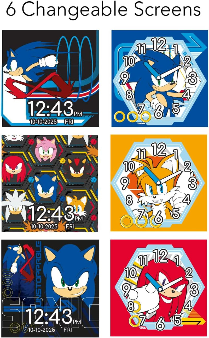 SEGA Sonic The Hedgehog Black Adult Smartwatch for Men, Women, Unisex - Touchscreen Camera, Weather, Messaging, Sports, Music, Heart Rate Monitor, Pedometer & More (Model: SNC4352M)