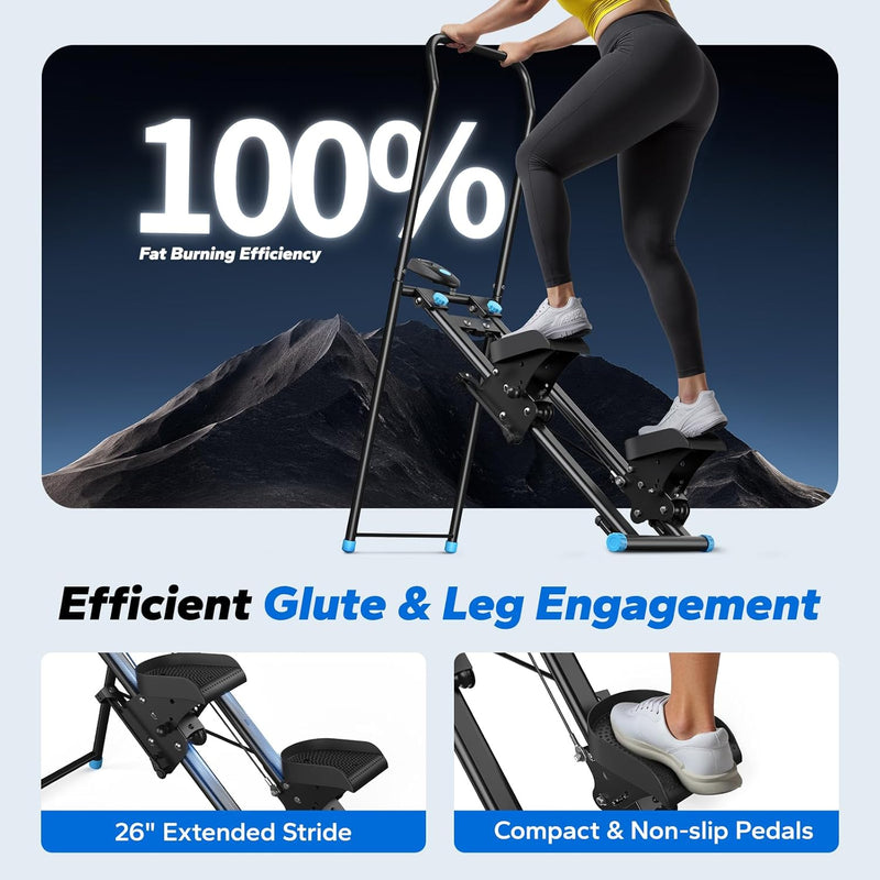 MERACH Stair Stepper for Home Exercise,New Version Mini Stepper Climber Machine for Full-Body Stairmaster,Cardio Equipment Climber with Extended Step Range, Adjustable Handlebar&Pedals - DB
