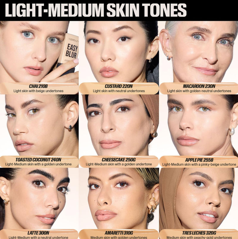Huda Beauty Easy Blur Natural Airbrush Foundation, Custard 220N, 30ml