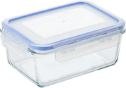 Mondex Cmn0094-96 2 Pieces Food Storage Container With Lid, Blue, 350 Ml/700 Ml, Rectangle, Glass - Rectangular 1000ml