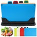 Plastic Chopping Board, Set of 4, 30 x 20 cm, Chopping Board Set with Stand, Dishwasher Safe PP, BPA-Free, Non-Slip Chopping Boards Set, Kitchen Boards for Fruit, Vegetables, Meat