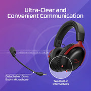 HyperX Cloud III S Wireless Gaming Headset for Multi-Platform, 2.4GHz, Bluetooth, Battery Life up to 120 Hours 2.4GHz / 200 Hours Bluetooth, 53mm Angled Drivers, 10mm Detachable Mic, Black
