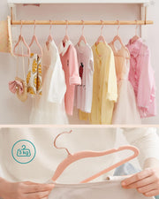 SONGMICS Baby Hangers, Pack of 50 kid’s Velvet Hangers with Rose Gold Hooks, Non-Slip Children’s Hangers for Clothes in Closet, Baby or Children's Coats, Light Pink CRF027P01