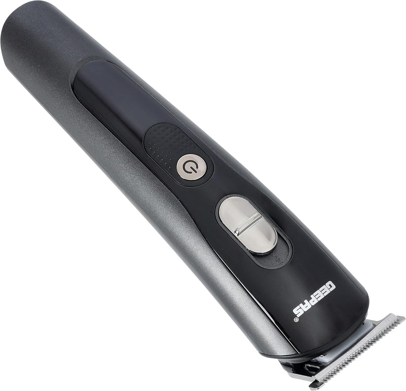 Geepas GTR8612N 11-in-1 Rechargeable Grooming Set 3.7V DC Hair/Bread/Nose/Ear/Body Trimmer 5 Changeable Heads Li-Ion Battery 60mins Working Time LED Display 4 Combs Attachments