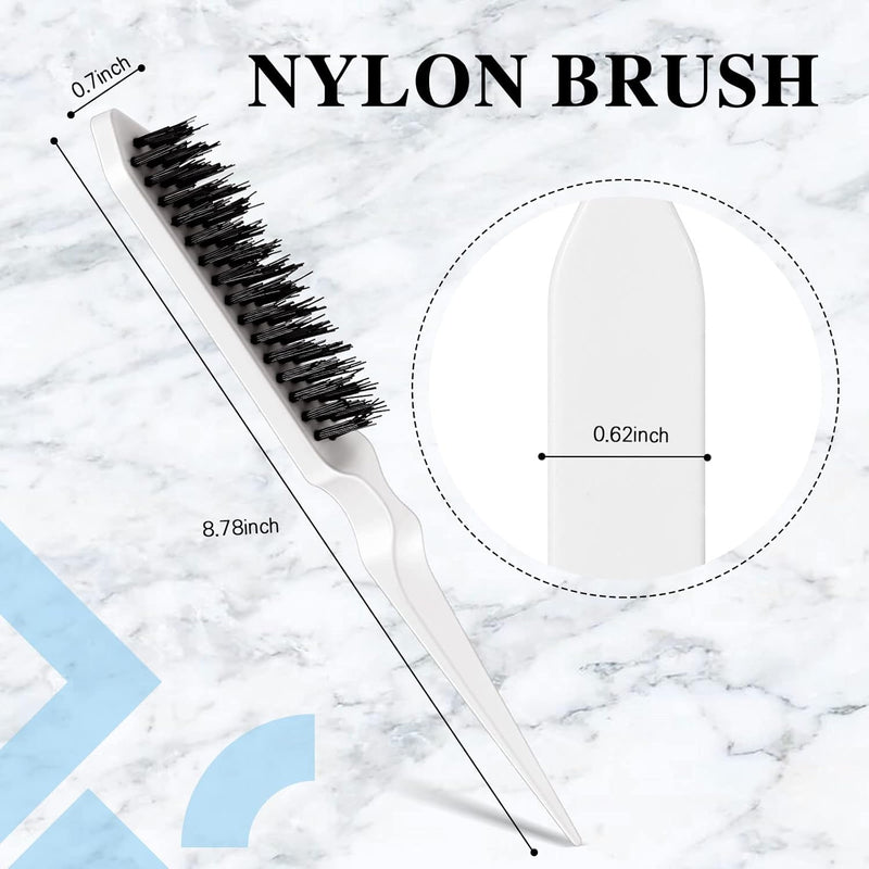 Geiserailie 3 Pcs Slick Back Hair Brush Set Bristle Brush Edge Control Teasing Comb for Women Black Hair(Black)