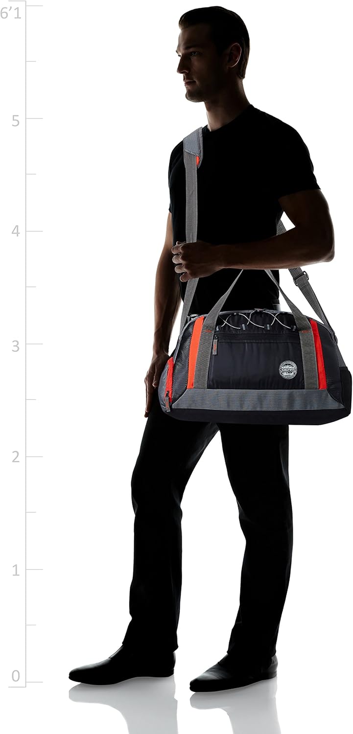 Yoga 30L Medium Water Resistant Travel Duffle Bag/Gym Bag/Sports Duffle for Men/Women(Grey-Black-Orange)