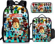 3PCS Kids Cartoon School Backpack, Unisex Back to School Adjustable Backpack, Gifts for Anime Fans, Travel Laptop Backpack Style