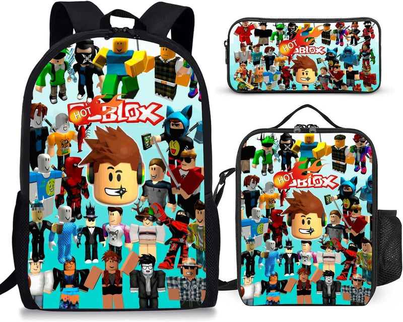 3PCS Kids Cartoon School Backpack, Unisex Back to School Adjustable Backpack, Gifts for Anime Fans, Travel Laptop Backpack Style