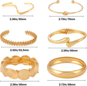 Gold Bangle Bracelets for Women Gold Plated Chunky Cuff Bangle Bracelet Stackable Multi Layer Bangles Fashion Jewelry Set