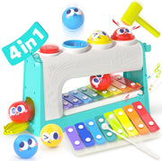 Hola 2-in-1 Musical Elephant Keyboard Interactive Baby Toy with 7 Play Activities, Light-Up Buttons, Piano, Nursery Rhymes, and Sensory Development Features for Motor and Cognitive Skills 6M+ - 4 in 1 Musical Xylophone